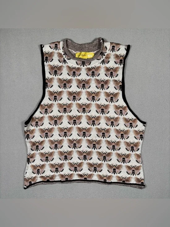 Anthropologie Maeve Sarah Gordon Maria Mock Neck Sweater Tank Size Large Moth - Picture 2 of 9